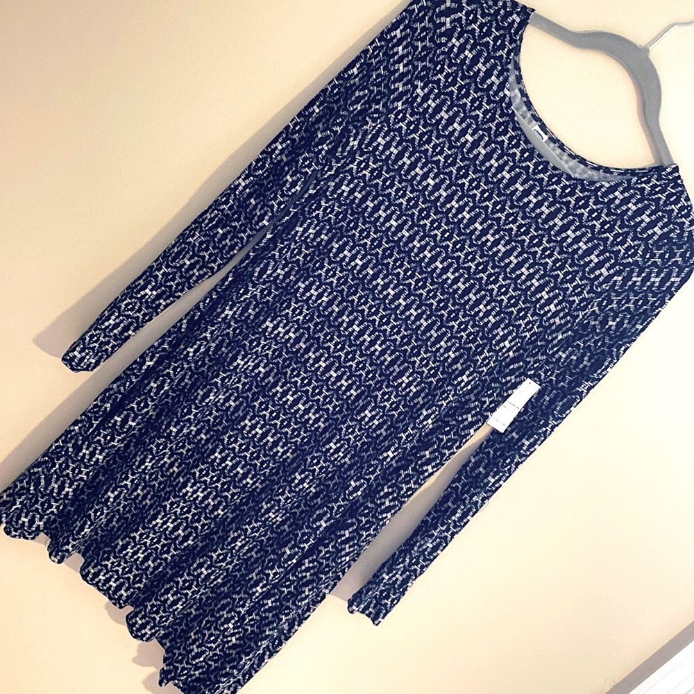 Old Navy XS Womens Shift Dress Long Sleeve Geometric Print Black White